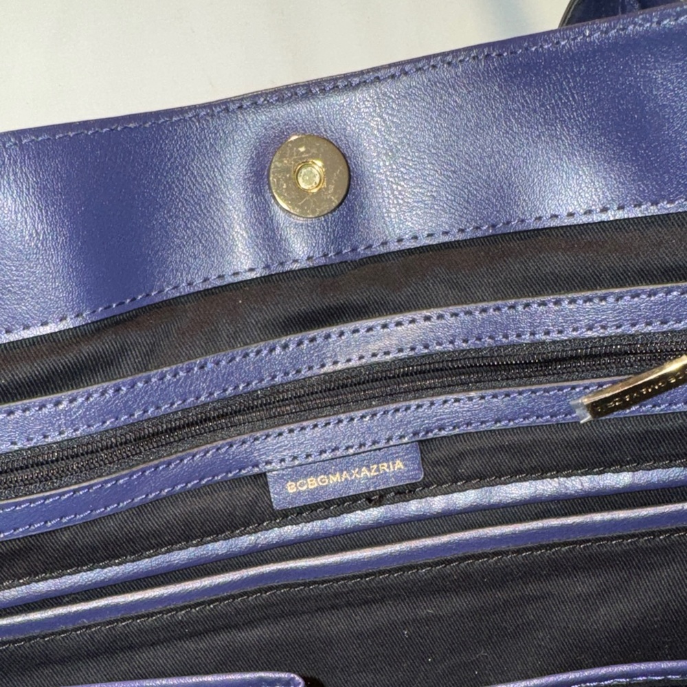 BCBGMaxAzria Dark Navy Leather Tote Bag Shoulder Bag - Picture 9 of 9